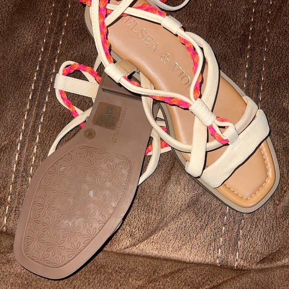 Chelsea & Violet Dahlia Leather Ankle Wrap Lace Up Strappy Sandals - Picture 3 of 4